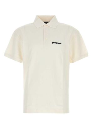 Palm Angels White piquet polo shirt