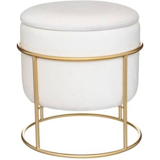 Atmosphera Puff De Almacenamiento Eliane - Terciopelo Y Metal - Marfil - Atmosphera Cr&eacute;ateur DInt&eacute;rieur