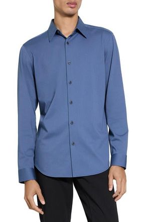 Theory Sylvain ND Structure Knit Button-Up Shirt in Bering - 0Cs at Nordstrom, Size Xx-Large