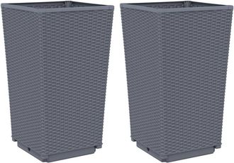 vidaXL Vidaxl - Jardineras 2 Unidades Pp Azul Gris 32,5x32,5x57 Cm