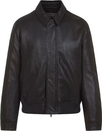 Yves Salomon Black Shirt Collar Jacket
