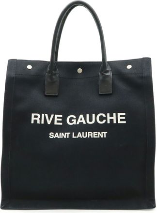 Saint Laurent Black Canvas Leather Tote Bag (Pre-Owned)