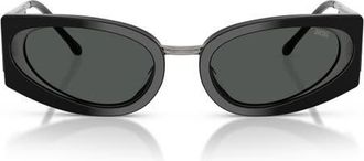 Diesel 54mm Cat Eye Sunglasses in Bilayer Solid Black Dark Grey at Nordstrom