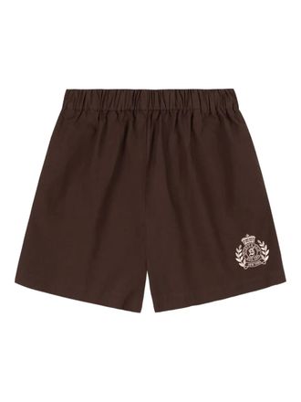 Sporty & Rich H&W Crest shorts - women - Cotton - M - Brown