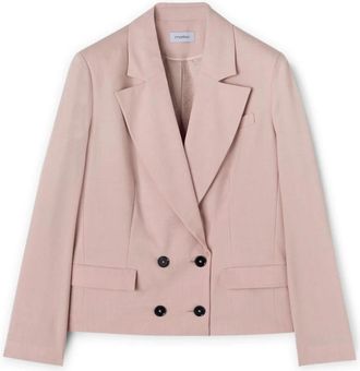 Motivi Polyviscose Double-Breasted Jacket - Dames - Blazers - Roze - L - Polyester - Jassen