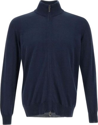 KANGRA zip high-neck cardigan - Blue