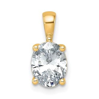 Diamond2Deal 14k Yellow Gold 1 1/2 Ct Oval Cut Lab Grown Diamond Pendant