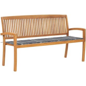 vidaXL Furniture Limited - Banco De Jard&iacute;n Apilable Con Coj&iacute;n Madera