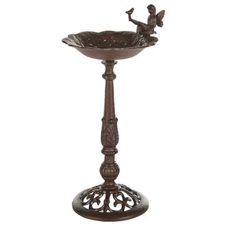 Beliani Beliani - Bebedero Para P&aacute;jaros De Jard&iacute;n Para Exterior Pileta De Hierro Antiguo Decorativo Marr&oacute;n Lark