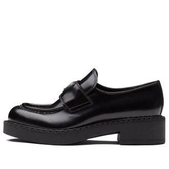 Prada (WMNS) PRADA Chocolate 50mm Brushed Leather Loafer Black 1D246M_ULS_F0002_F_B050