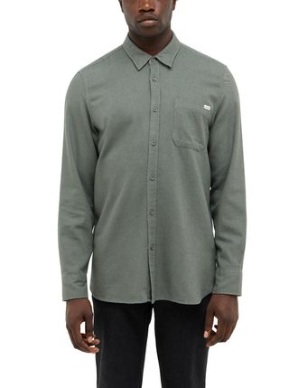 Mustang Langarmhemd MUSTANG Herren Style Eastbridge, Herren, Gr. S, US-Gr&ouml;ssen, gr&uuml;n 6473, Web, 100% Baumwolle, unifarben, regular fit, Hemden Langarmhemd