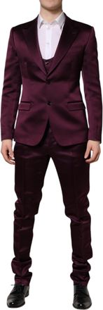 Dolce & Gabbana Dark Purple Silk 3Piece Single Breasted Mens Suit