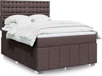 vidaXL Vidaxl - Cama Box Spring Con Colch&oacute;n Tela Marr&oacute;n Oscuro 140x200 Cm