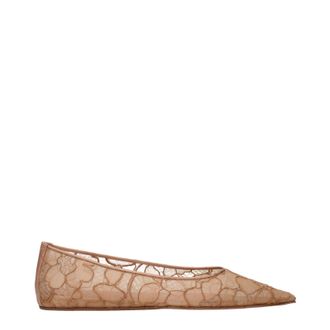 Amina Muaddi Barbara Stoff Ballerina Schuhe Damen Beige