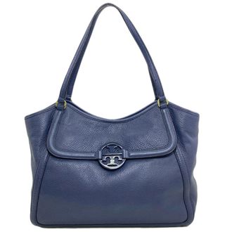 Tory Burch Blue Leather Tote Bag (Pre-Owned)