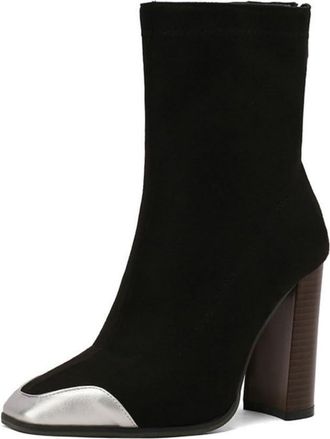 Generic Womens Chelsea Ankle Boots with Square Toe and Chunky Heel,Perfect for Office and Everyday,Black,6.5 UK