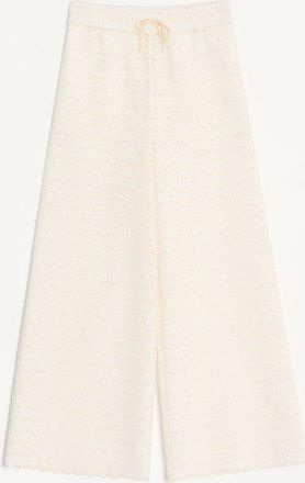 Valentino Pantaloni In Micro Cotton Fleurs &Agrave; Jour Donna LATTE 36