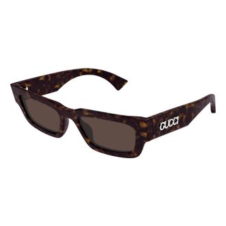 Gucci Stijlvolle Zonnebril - Heren - Zonnebrillen - Bruin - 52 MM - Nylon - Accessoires