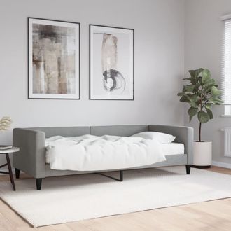 vidaXL Sof&aacute; Cama Con Colch&oacute;n Tela Gris Claro 90x200 Cm Vidaxl