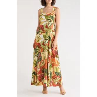 Halogen Thick Strap Empire Waist Maxi Dress in Soft Cream at Nordstrom Rack, Size Medium