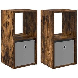 vidaXL Mesita De Noche 2 Pcs Roble Ahumado 30,5 X 27 X 59,5 Cm Vidaxl