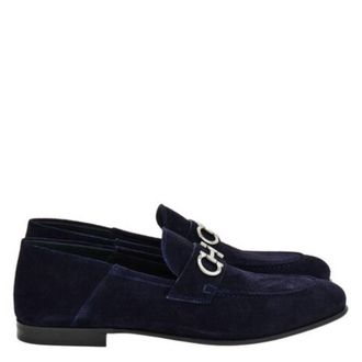 Ferragamo Gancini Ornament Suede Mocassins, Size 9 E
