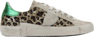 Philippe Model Luipaard Glitter Su&egrave;de Veterschoenen - Dames - Sneakers - Veelkleurig - 35 EU - Su&egrave;de - Schoenen