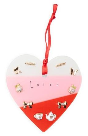 Leith Set of 5 Assorted Stud Earrings in White Multi- Gold at Nordstrom Rack