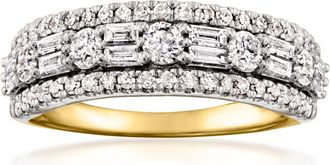 Ross-Simons Baguette and Round Diamond Ring in 14kt Yellow Gold