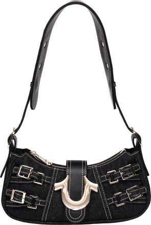 True Religion Multi-Strap Denim Shoulder Bag in Black at Nordstrom