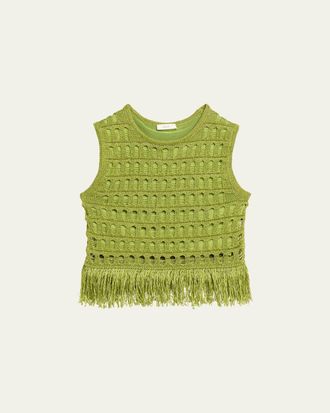 A.L.C. Esme Open-Knit Fringe Top