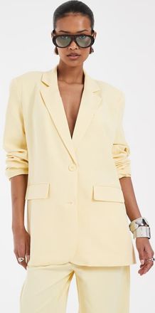 Pieces Mix & Match - Blazer sartoriale squadrato oversize giallo pallido