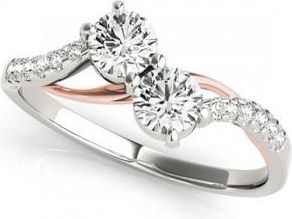 Allurez Curved Two Stone Diamond Ring with Accents 14k Two-Tone Gold (0.36ct)