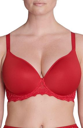 Simone P&eacute;r&egrave;le Caresse Underwire Plunge Bra in Tango Red at Nordstrom, Size 34D