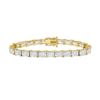 Diana M. Jewels 14kt Yellow Gold 35.00cts Lab Grown East-West Radiant Diamond Tennis Bracelet