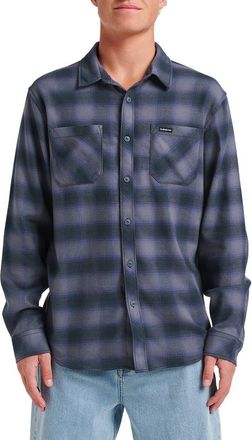Quiksilver Terrace Ombre Check Stretch Flannel Button-Up Shirt in Phantom at Nordstrom, Size Small