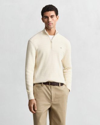 GANT Mens Jumper in Ivory Cotton - Size X-Large