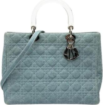 Dior Pre-owned Lady Dior Satchel - Dames - Vintage Handtas - Blauw - ONE Size - Denim - Vintage