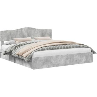 vidaXL Storage Bed Concrete Grey 200 x 200 cm Engineered Wood vidaXL