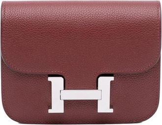 Herm&egrave;s Pre-owned Constance Slim Wallet - Dames - Vintage Heuptassen - Rood - ONE Size - Leer - Vintage
