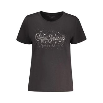 Pepe Jeans London Tops, Dames, Zwart, XL, Katoen, Cotton T-Shirt