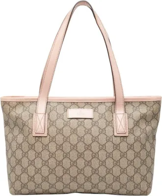 Gucci Beige Pink Gg Supreme Handbag Tote Bag (Pre-Owned)