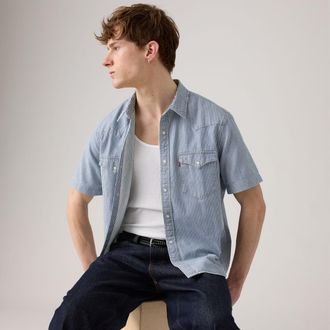 Levi's Classic Standard Fit Western Shirt - Mens - L - Blue