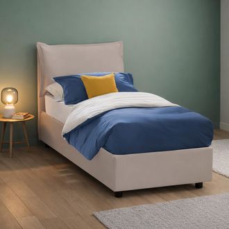Talamo Italia Talamo Italia Cama Individual Erika, Cama Contenedor Con Tapizado En Ecopiel, 100% Made In Italy, Apertura Frontal, Adecuado Para Colch&oacute;n Cm 90x190, T