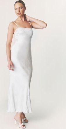 Six Stories Paloma Satin Floral Jacquard Maxi Dress in Ivory at Nordstrom, Size 12