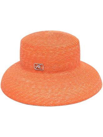 Alberta Ferretti raffia bucket hat - women - Vegetable Fibres - L - Orange