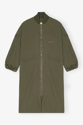 Ganni Green Tech Seersucker Oversized Shell Coat - Size XXS/XS
