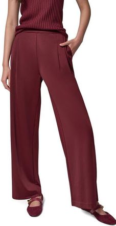 DKNY Pleated Straight Leg Pull-On Pants in Blk Cherry at Nordstrom, Size X-Small