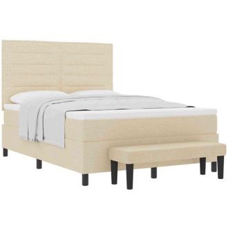 vidaXL Box Spring Bed with Mattress Cream 140 x 200 cm Fabric vidaXL