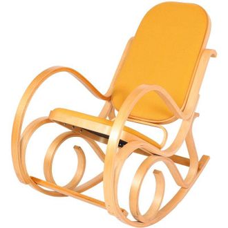 Hhg Mecedora M41, Sill&oacute;n Basculante Sill&oacute;n Tv, Madera Maciza, Aspecto Roble, Tela/textil Amarillo